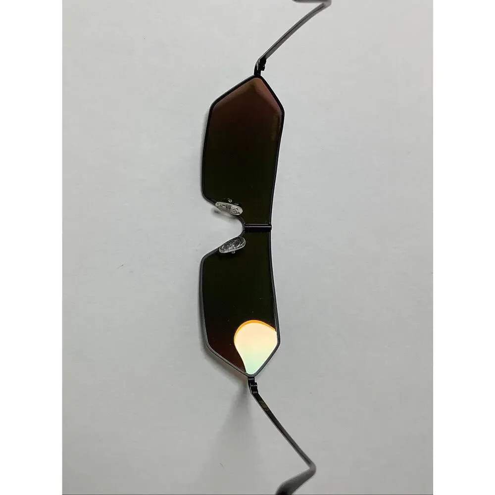 Poppy Lissiman Black Orange Mirror Lens Geometric RAZR Shield Sunglasses F16-33